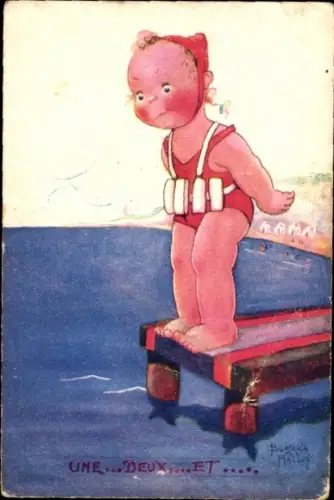 Künstler Ak Mallet, Beatrice, Mädchen vor dem Sprung ins Wasser
