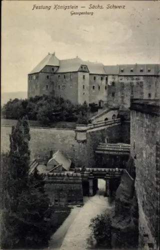 Ak Königstein an der Elbe Sächsische Schweiz, Festung Königstein, Georgenburg
