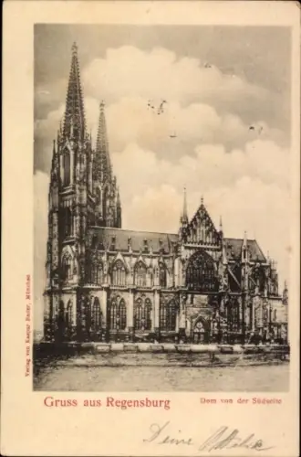 Ak Regensburg an der Donau Oberpfalz, Dom von  Verlag von Kaspar Bader, Gruss aus Regensburg