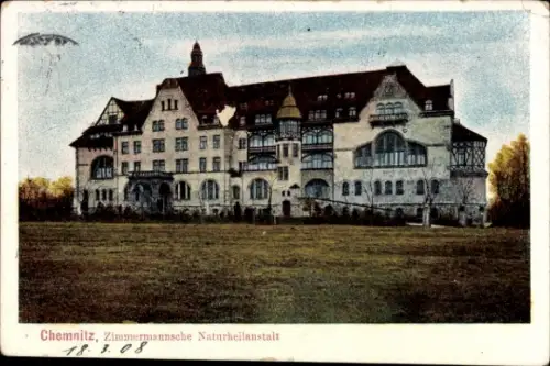 Ak Chemnitz in Sachsen,  Zimmermannsche Naturheilanstalt, 18.3.08