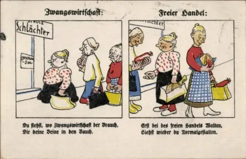 Ak Zwangswirtschaft und freier Handel, Frauen kaufen ein