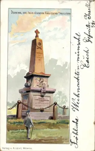 Litho Morsbronn les Bains Elsass Bas Rhin, Denkmal der französischen Kürassiere