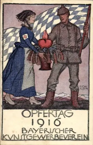 Künstler Ak Klein, R., Opfertag 1916, Bayerischer Kunstgewerbeverein