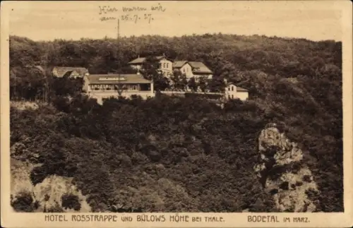 Ak Thale im Harz, Hotel Rosstrappe und Bülows Höhe, Bodetal