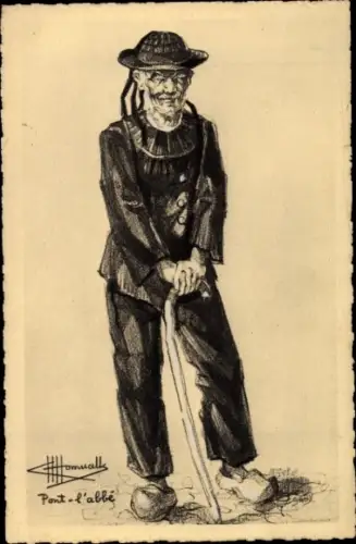 Künstler Ak Homualk, Charles, Pont l'Abbé Finistère, Mann in bretonischer Tracht