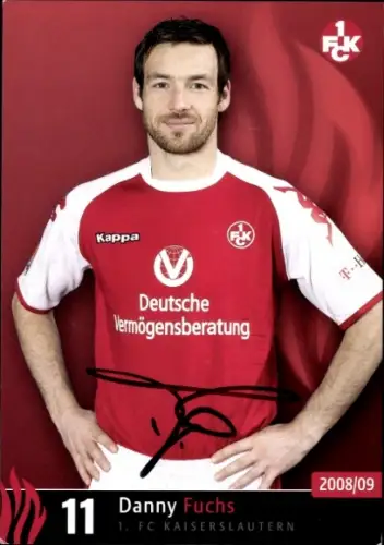 Autogrammkarte Fußballer Danny Fuchs, 1. FC Kaiserslautern, Autogramm
