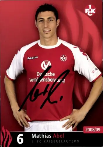Autogrammkarte Fußballer Mathias Abel, 1. FC Kaiserslautern, Autogramm