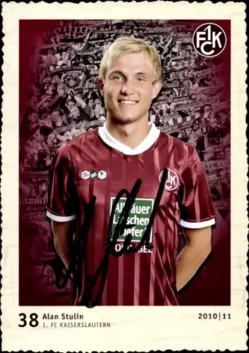 Autogrammkarte Fußballer Alan Stulin, 1. FC Kaiserslautern, Autogramm