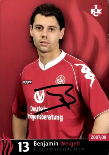 Autogrammkarte Fußballer Benjamin Weigelt, 1. FC Kaiserslautern, Autogramm