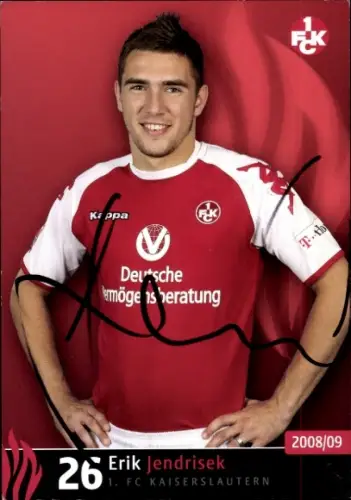 Autogrammkarte Fußballer Erik Jendrisek, 1. FC Kaiserslautern, Autogramm