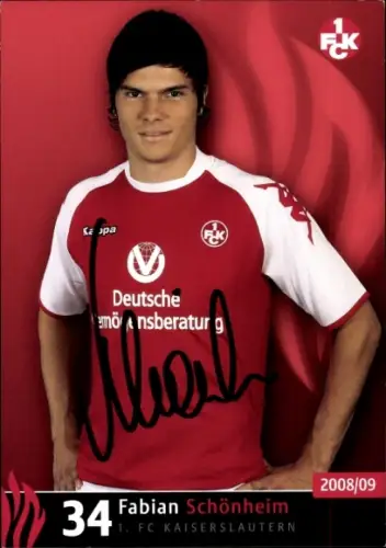 Autogrammkarte Fußballer Fabian Schönheim, 1. FC Kaiserslautern, Autogramm