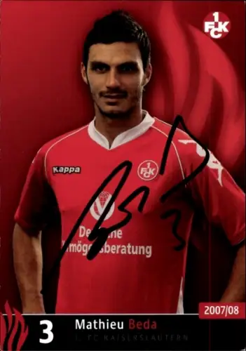 Autogrammkarte Fußballer Mathieu Beda, 1. FC Kaiserslautern, Autogramm