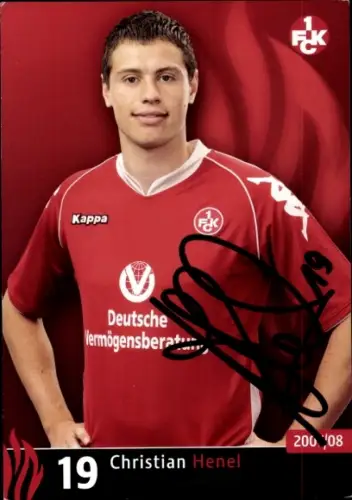 Autogrammkarte Fußballer Christian Henel, 1. FC Kaiserslautern, Autogramm