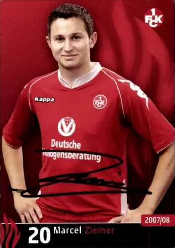 Autogrammkarte Fußballer Marcel Ziemer, 1. FC Kaiserslautern, Autogramm