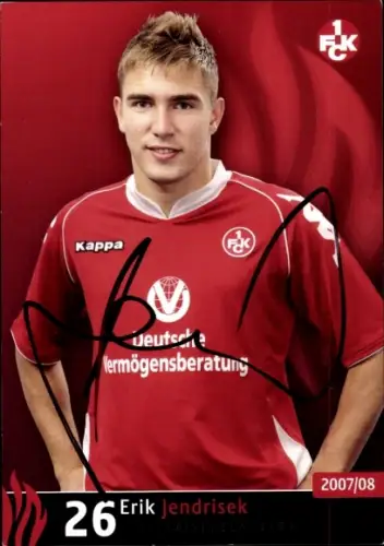 Autogrammkarte Fußballer Erik Jendrisek, 1. FC Kaiserslautern, Autogramm