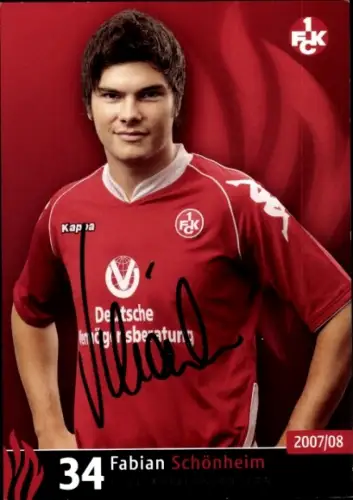 Autogrammkarte Fußballer Fabian Schönheim, 1. FC Kaiserslautern, Autogramm