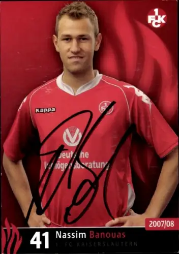 Autogrammkarte Fußballer Nassim Banouas, 1. FC Kaiserslautern, Autogramm