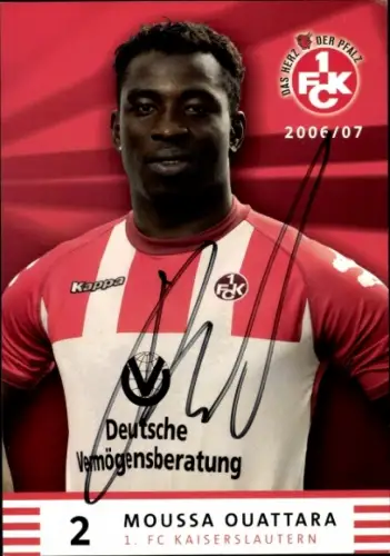 Autogrammkarte Fußballer Moussa Ouattara, 1. FC Kaiserslautern, Autogramm
