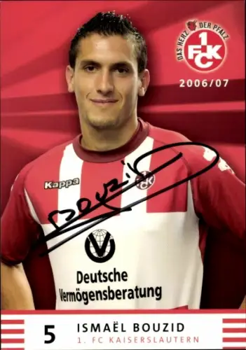 Autogrammkarte Fußballer Ismael Bouzid, 1. FC Kaiserslautern, Autogramm