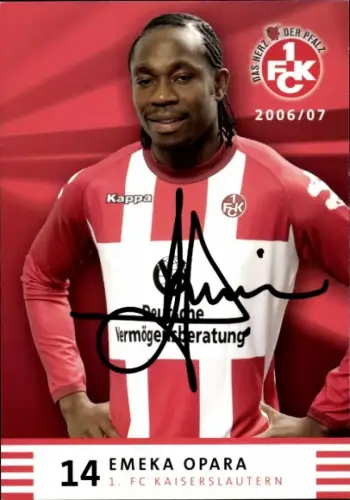 Autogrammkarte Fußballer Emeka Opara, 1. FC Kaiserslautern, Autogramm