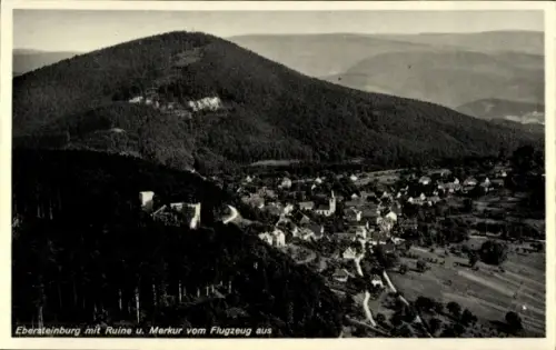 Ak Ebersteinburg Baden Baden am Schwarzwald, Luftaufnahme von  Ruine, Merkur, Landschaft