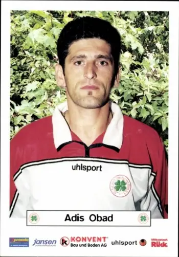 Autogrammkarte Fußballer Adis Obad, Rot-Weiß Oberhausen, Autogramm
