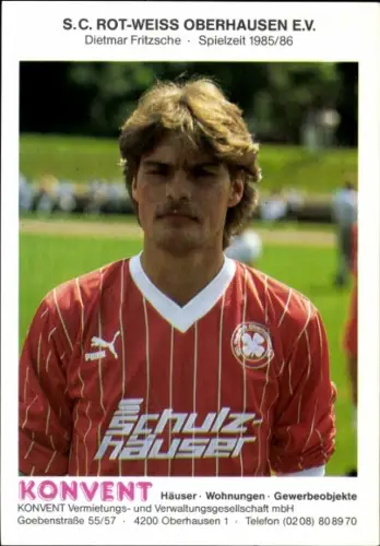 Autogrammkarte Fußballer Dietmar Fritzsche, Rot-Weiß Oberhausen, Autogramm