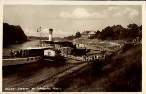 Ak Dresden Pillnitz, Dampfer Dresden am Anlegeplatz, Elbe