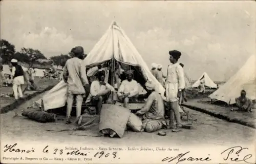 Ak Hanoi Vietnam, Soldaten, Indiens. Sous la tente. Indian Soldiers, Under the tent