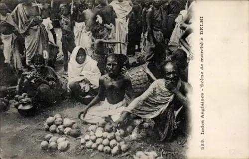 Ak Delhi Indien, Markt in Delhi mit indischen Händlern