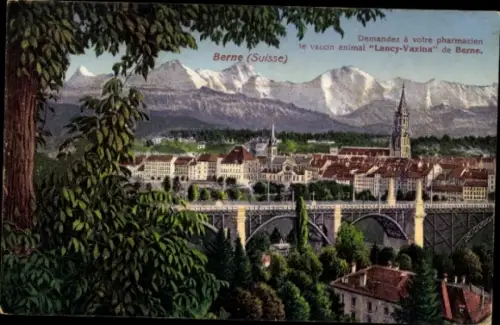 Ak Bern Stadt Kanton Bern, Gesamtansicht, Werbung Lancy-Vaxina