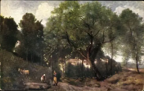 Künstler Ak Corot, Erinnerung an Avray