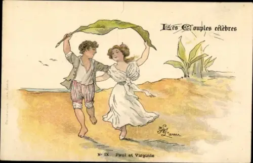 Künstler Ak Lami, Les Couples célèbres, Paul et Virginie