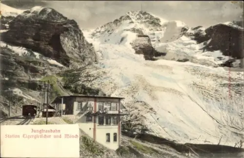 Ak Kanton Bern, Mönch, Jungfraubahn, Station Eigergletscher 