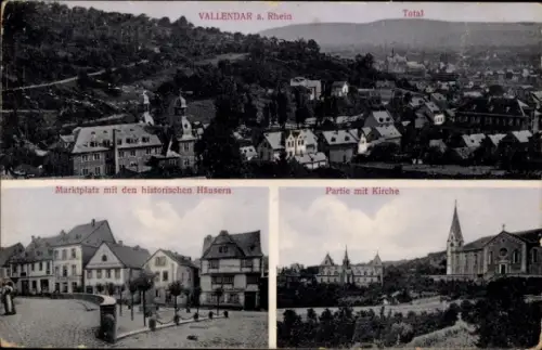 Ak Vallendar am Rhein,   Häuser, Kirche, Landschaft