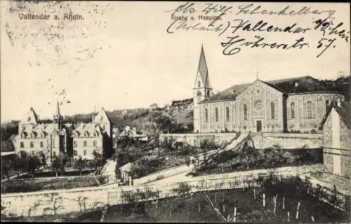 Ak Vallendar am Rhein, Vallendar a. Rhein, Kirche, Hospiz, Hühnerstraße 57