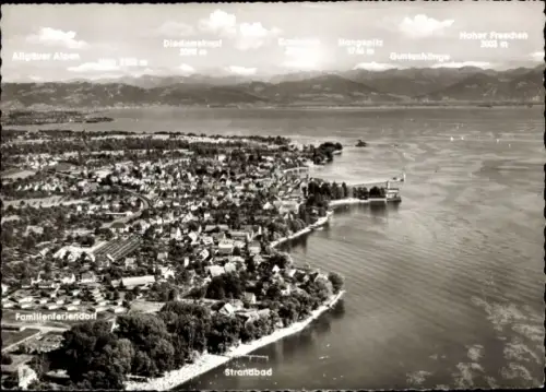 Ak Langenargen am Bodensee, Allgäuer Alpen, Familienferiendorf, Strandbad, Diedamskopf, Hangspitz