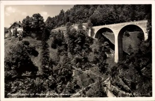 Ak Schneizlreuth in Oberbayern, Gasthof Mauthäusl, Brücke an der Queralpenstraße