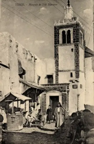 Ak Tunis Tunesien, Moschee Sidi Mansour, Marktstände, Menschen, Tunis