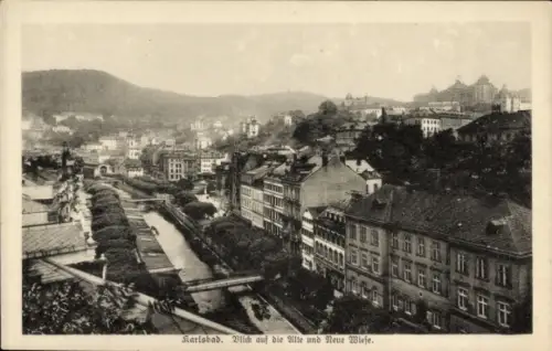 Ak Karlovy Vary Karlsbad Stadt, Alte und neue Wiese