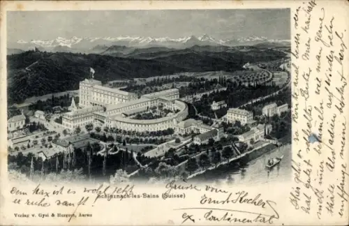 Ak Schinznach Bad Kanton Aargau, Luftbild vom Thermalbad