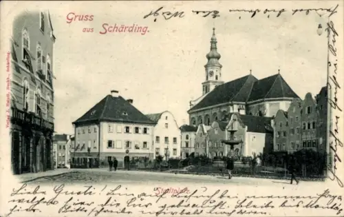 Ak Schärding am Inn Oberösterreich, Stadtplatz