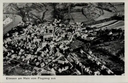 Ak Eltmann in Unterfranken, Luftaufnahme von Eltmann, Fluss, Gebäude