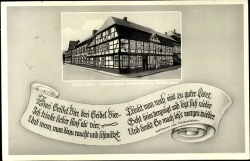 Ak Fallersleben Wolfsburg in Niedersachsen, Gaststätte, Geburtshaus Hoffmann von Fallersleben