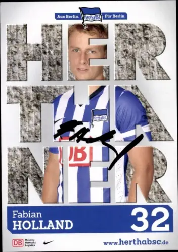 Autogrammkarte Fußballer Fabian Holland, Hertha BSC, Autogramm