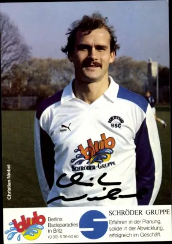Autogrammkarte Fußballer Christian Niebel, Hertha BSC, Autogramm