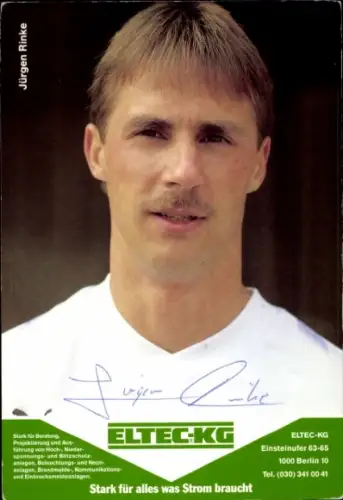 Autogrammkarte Fußballer Jürgen Rinke, Hertha BSC, Autogramm