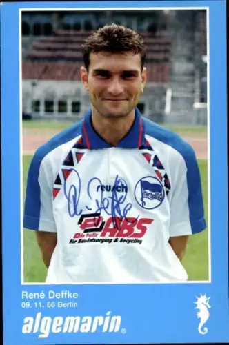 Autogrammkarte Fußballer René Deffke, Hertha BSC, Autogramm