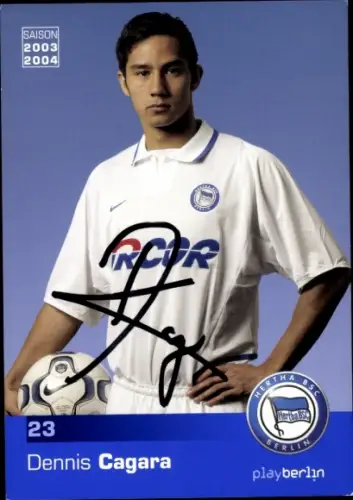 Autogrammkarte Fußballer Dennis Cagara, Hertha BSC, Autogramm