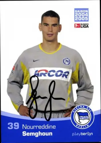 Autogrammkarte Fußballer Nourreddine Semghoun, Hertha BSC, Autogramm